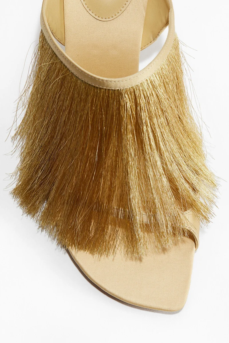 H&M Fringe-trimmed heeled sandals