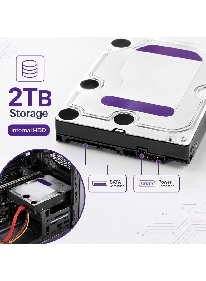 2TB Internal Hard Drive HDD SATA 6Gb/s 64MB Cache 3.5 Inch Desktop PC Storage Drive With Reliable 24/7 Performance - Image 3