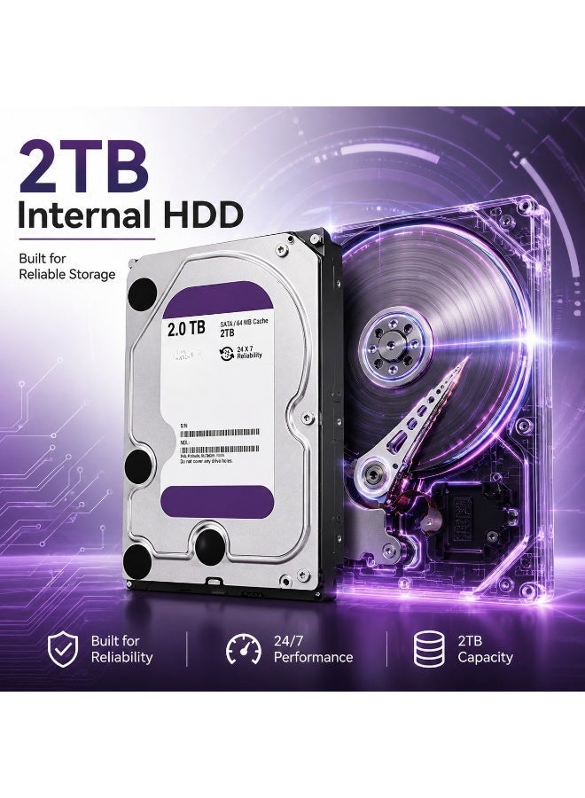 2TB Internal Hard Drive HDD SATA 6Gb/s 64MB Cache 3.5 Inch Desktop PC Storage Drive With Reliable 24/7 Performance - Image 1