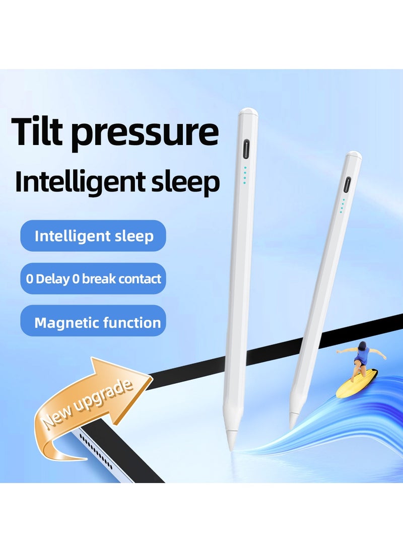 Capacitive Stylus, Multi-Platform Compatible Bluetooth Stylus with Long-Lasting Battery, Replaceable Tips, Type-C Charger for iPad/Android Devices