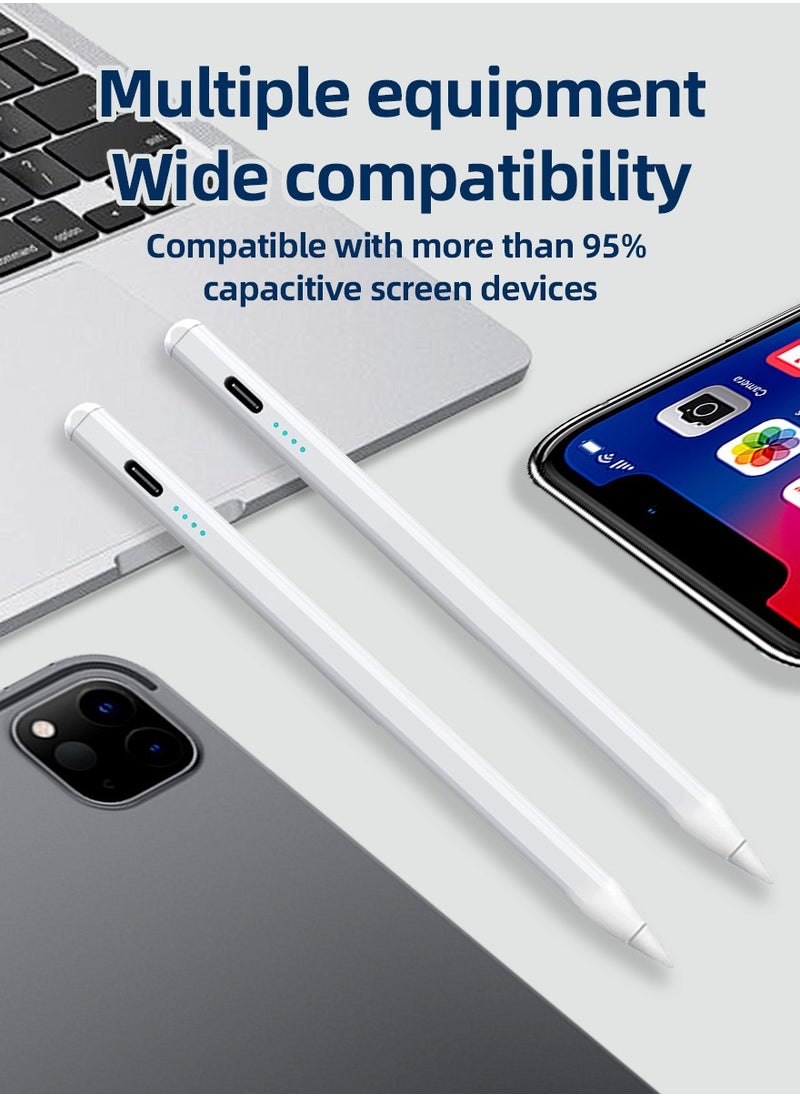 Capacitive Stylus, Multi-Platform Compatible Bluetooth Stylus with Long-Lasting Battery, Replaceable Tips, Type-C Charger for iPad/Android Devices