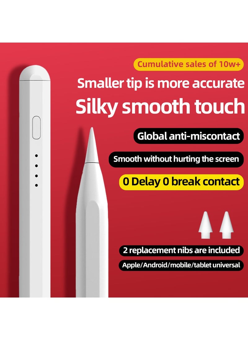 Capacitive Stylus, Multi-Platform Compatible Bluetooth Stylus with Long-Lasting Battery, Replaceable Tips, Type-C Charger for iPad/Android Devices