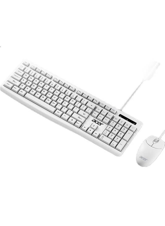 Acer Acer Wired Keyboard And Mouse Combo, Computer Office Gaming Home Keyboard And Mouse Set, Oak-040, White - Image 1