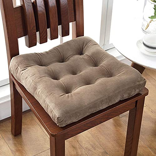 vctops Velvet Solid Chair Pad Super Soft Plush Washable Square Seat Cushion for Kitchen Dining Room LightCoffee20 x 20