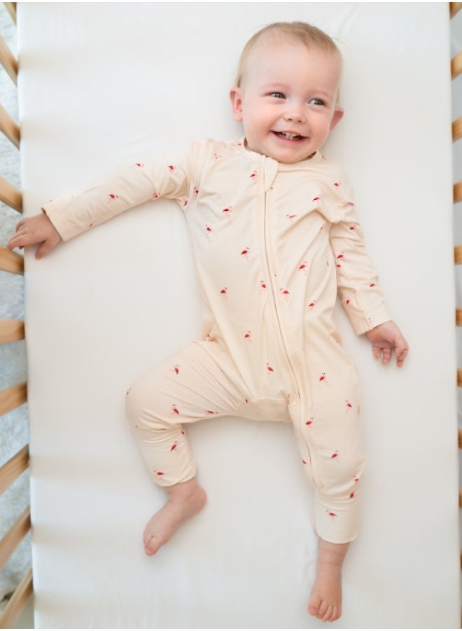 Hushabye – Zippered Baby Sleepsuit – Bamboo – Flamingo - Image 1