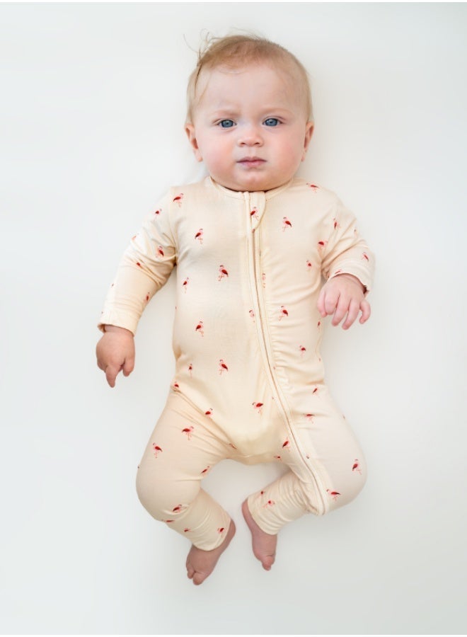 Hushabye – Zippered Baby Sleepsuit – Bamboo – Flamingo - Image 3