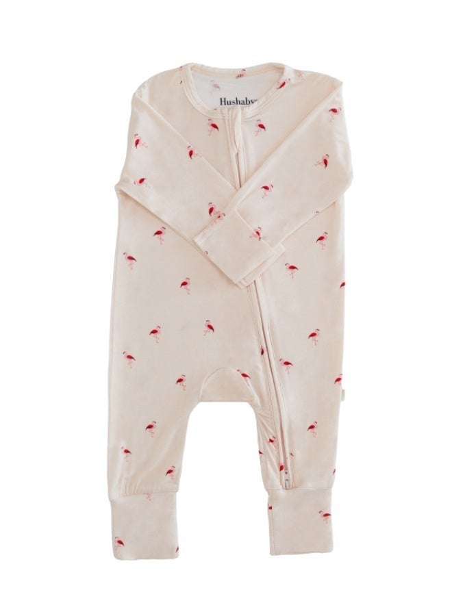 Hushabye – Zippered Baby Sleepsuit – Bamboo – Flamingo - Image 4