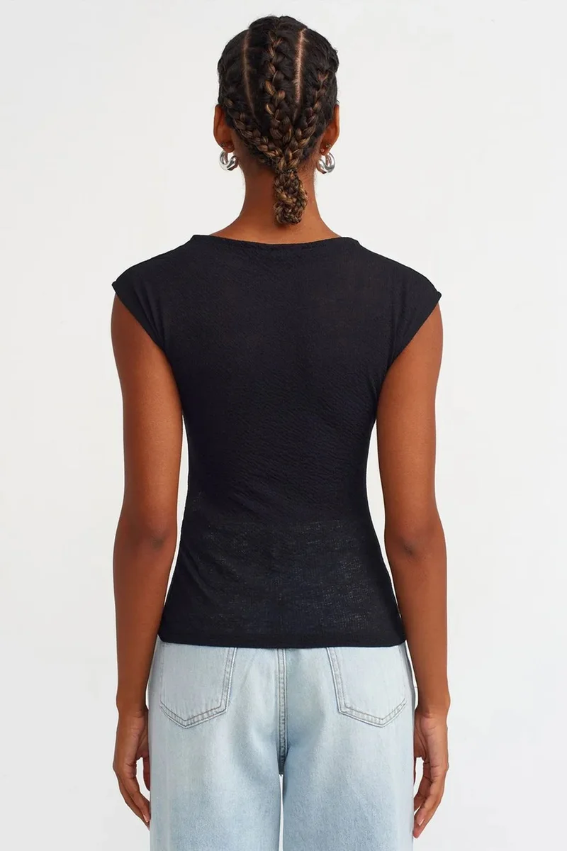 Dilvin Black DILVIN Fitted Boat Neck Blouse for Women | Best Price UAE