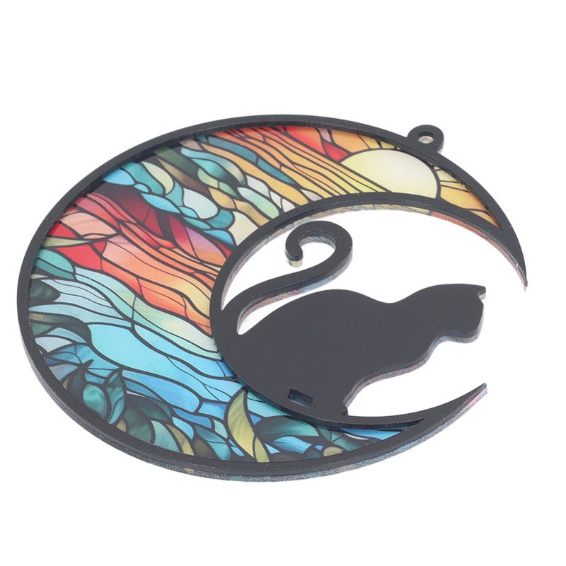 Cat Memorial Suncatcher: Handcrafted Acrylic Stained Glass Window Hanging - Meaningful Pet Keepsake for Grieving Pet Owners & Cat Lovers - Image 2