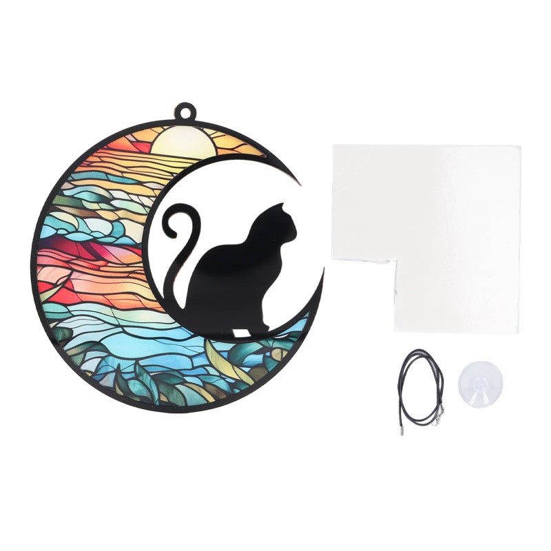 Cat Memorial Suncatcher: Handcrafted Acrylic Stained Glass Window Hanging - Meaningful Pet Keepsake for Grieving Pet Owners & Cat Lovers - Image 1