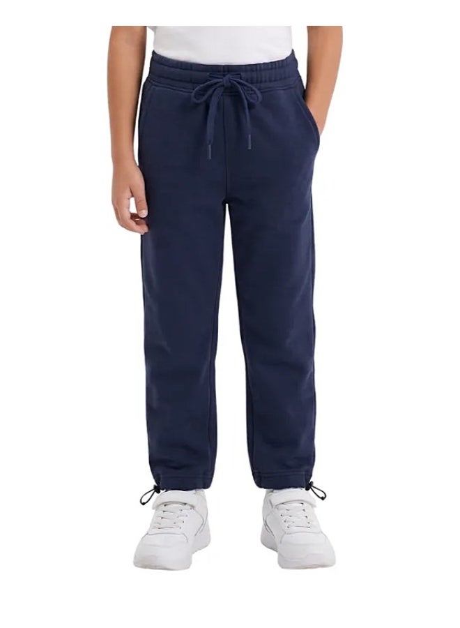 Boys' Solid Navy Wide Leg Sweatpants