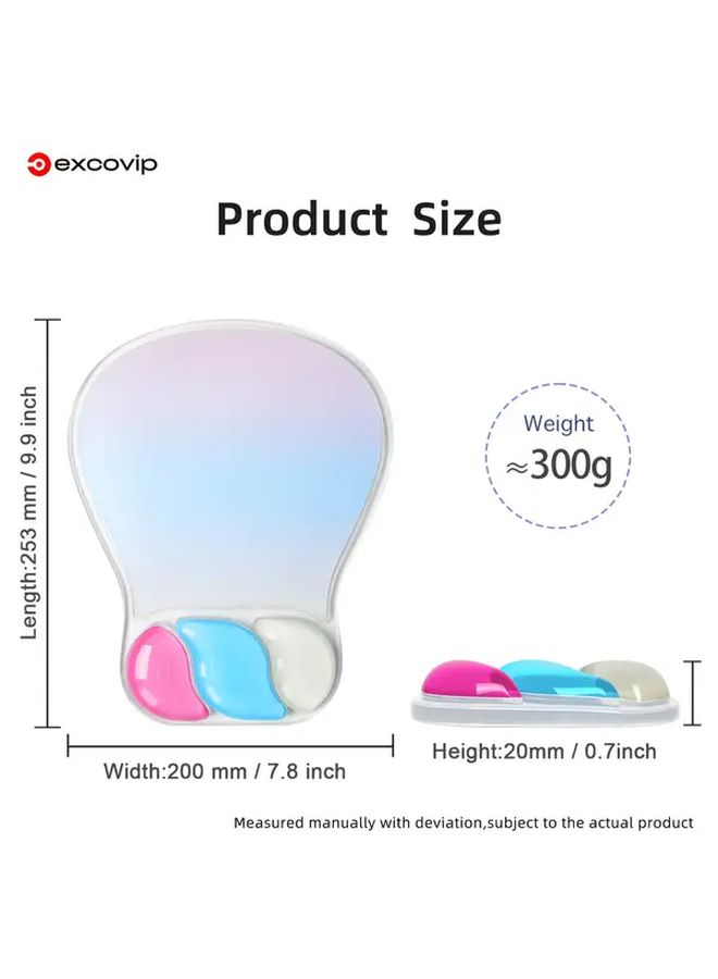 Blue And White Color Block Crystal Silicone Wrist Rest Mouse Pad Soft Ergonomic Desk Mat For Office Gaming - Image 4