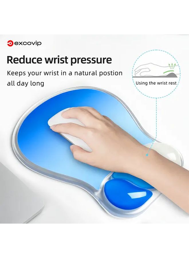 Blue And White Color Block Crystal Silicone Wrist Rest Mouse Pad Soft Ergonomic Desk Mat For Office Gaming - Image 5