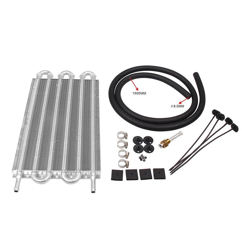 6 Row Aluminum Transmission Oil Cooler Universal 6 Pass Tube and Fin Transmission Cooler Kit