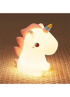 Gonice Unicorn Night Light for Girls Bedroom, Unicorns Gifts for Girls, Cute Night Lights for Kids Room, Squishy Silicone Nursery Lamp, LED Color Changing USB Rechargeable Baby Toddler Decor  - Image 1