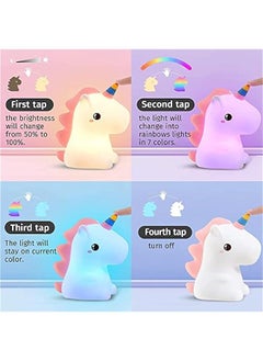 Gonice Unicorn Night Light for Girls Bedroom, Unicorns Gifts for Girls, Cute Night Lights for Kids Room, Squishy Silicone Nursery Lamp, LED Color Changing USB Rechargeable Baby Toddler Decor  - Image 2