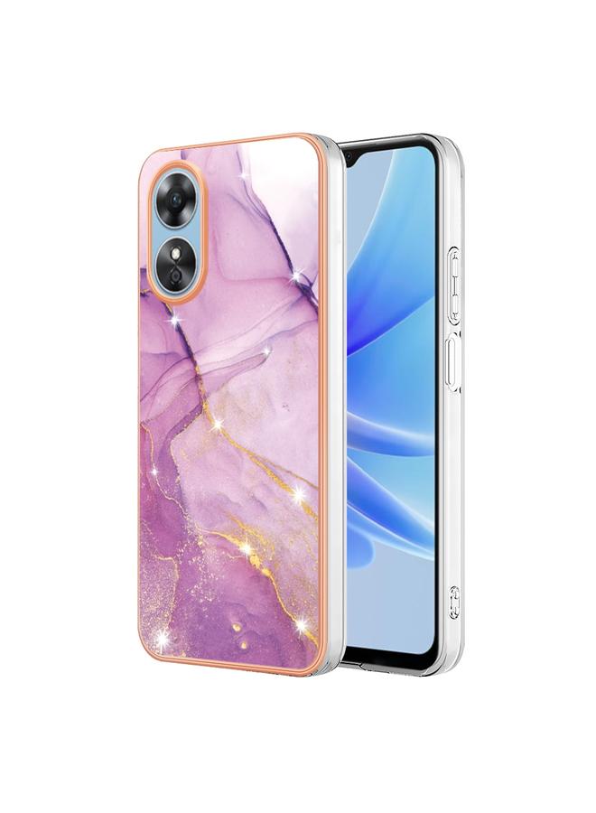 اس-توب جراب لهاتف OPPO A17، جراب IMD مزدوج الجوانب من الرخام المطلي بالكهرباء - Image 1