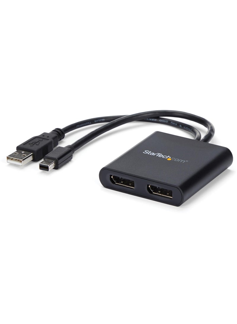 Startech.com StarTech.com 2-Port Multi Monitor Adapter - Mini DisplayPort to 2x DisplayPort MST Hub - Dual 4K 30Hz - Video Splitter for Extended Desktop Mode on Windows PCs Only - mDP 1.2 to 2x DP (MSTMDP122DP)  - Image 1