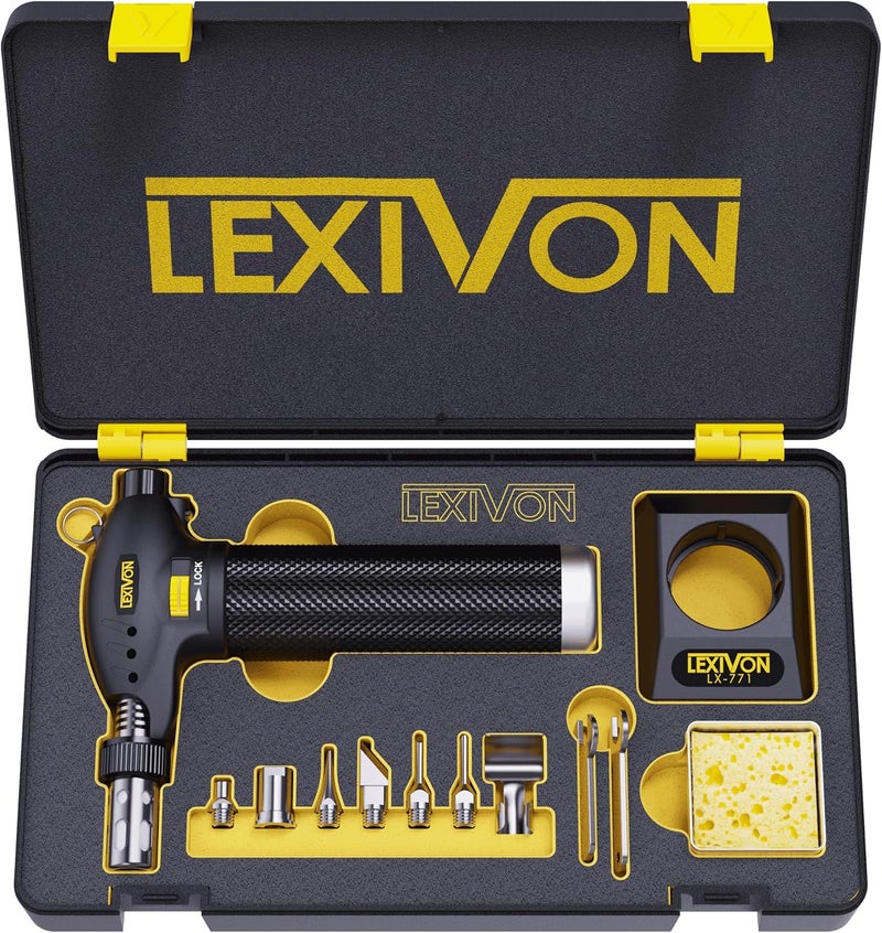 LEXIVON مجموعة شعلة البيوتان متعددة الوظائف | محطة لحام ذاتية الاشتعال فاخرة مع لهب قابل للتعديل | معادل 125 واط من الدرجة الاحترافية (LX-771) - Image 1