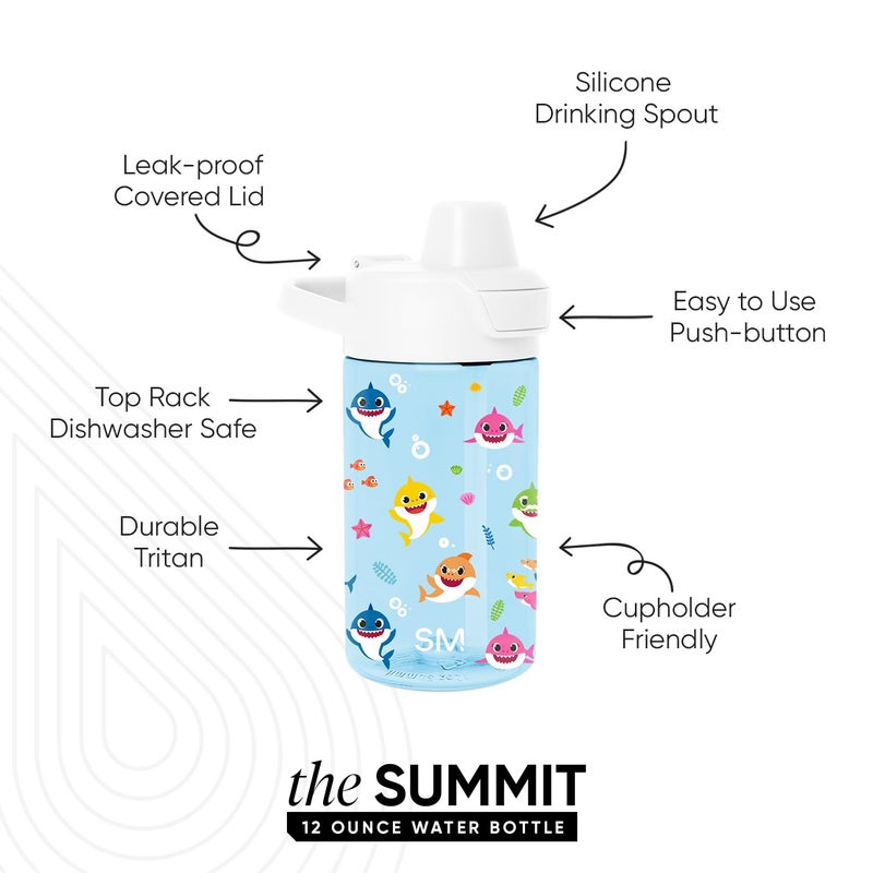 Simple Modern Baby Shark Kids Tritan Plastic Summit Water Bottle | 12 oz BPA-Free Cup with Covered Leak Proof Straw Lid for Boys, Girls, Toddlers | Friends - Image 2
