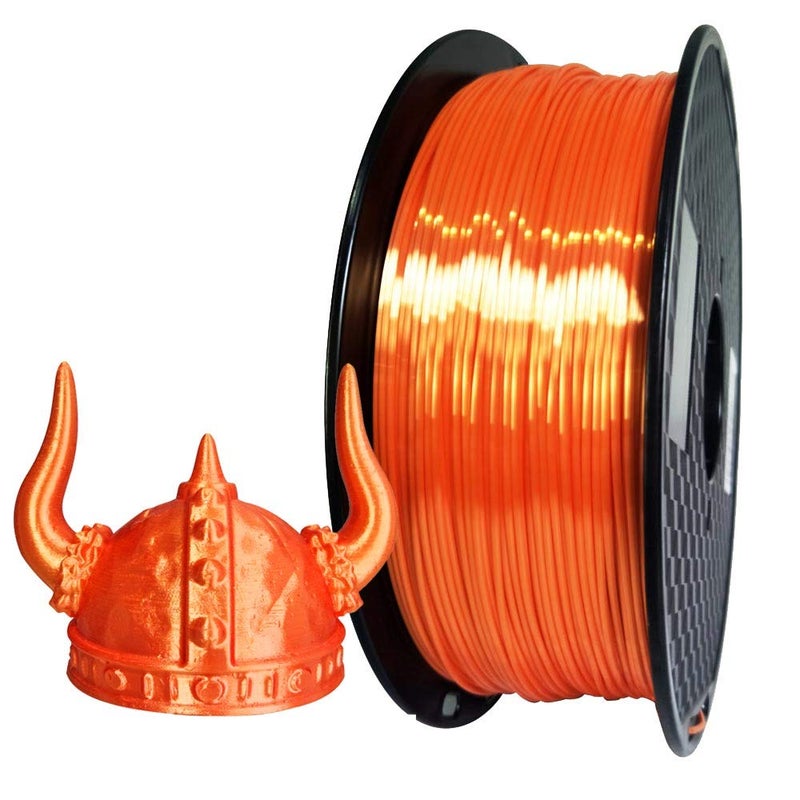 Globally spread simple design Silk Orange PLA Filament 1.75mm 3D Printer Filament 1KG 2.2 LBS Spool 3D Printing Material Shine Silky Shiny Metallic Metal Gold Silver Copper Bronze PLA Filament Flat working surface - Image 1