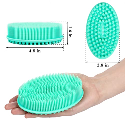 TDHDIKE Silicone Body Scrubber Loofah - Set of 3 Soft Exfoliating Body Bath Shower Scrubber Loofah Brush for Sensitive Kids Women Men All Kinds of Skin(Purple/Green/Pink) - Image 2