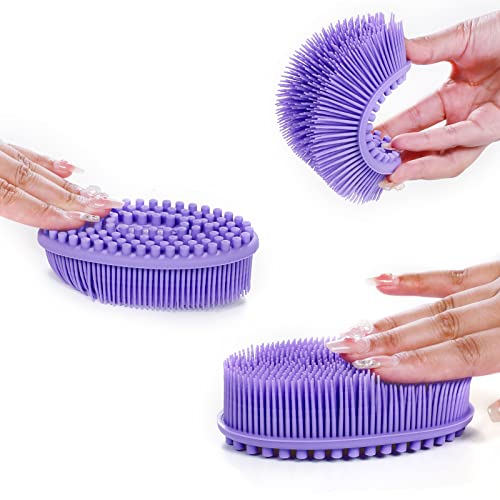 TDHDIKE Silicone Body Scrubber Loofah - Set of 3 Soft Exfoliating Body Bath Shower Scrubber Loofah Brush for Sensitive Kids Women Men All Kinds of Skin(Purple/Green/Pink) - Image 3