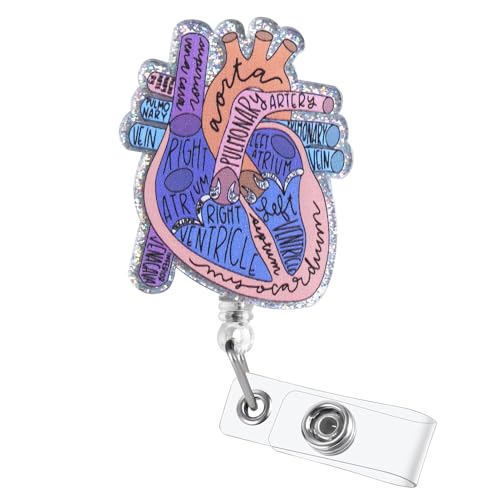 ITOKEY Cardiac Badge Holder Anatomy Funny Nurse Name Tag Holder Heart Retractable Reel ID Card Clip Pediatrics Nursing Badge Clips Medical Assistant for Doctor Student Teacher Office Clinic - Image 1