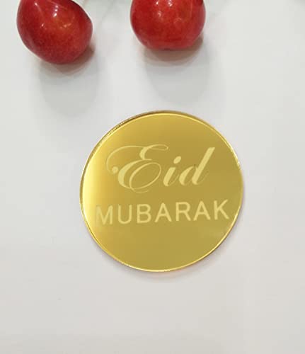 XIAOYUE 12PCS Eid Mubarak Acrylic Cake CharmEid Mubarak Acrylic Cake Disc Cupcake ToppersEid Cupcake Toppers Eid Decoration - Image 1