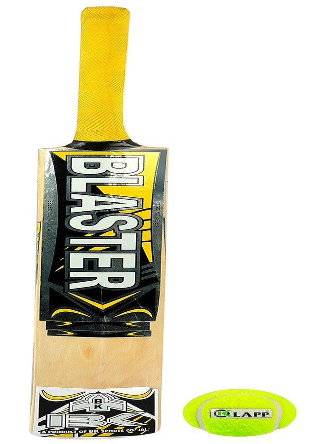 Klapp BK Blaster Popular Willow Size 7 Cricket Bat with Klapp Cricket Tennis Ball(Size 7) (Yellow) - Image 1