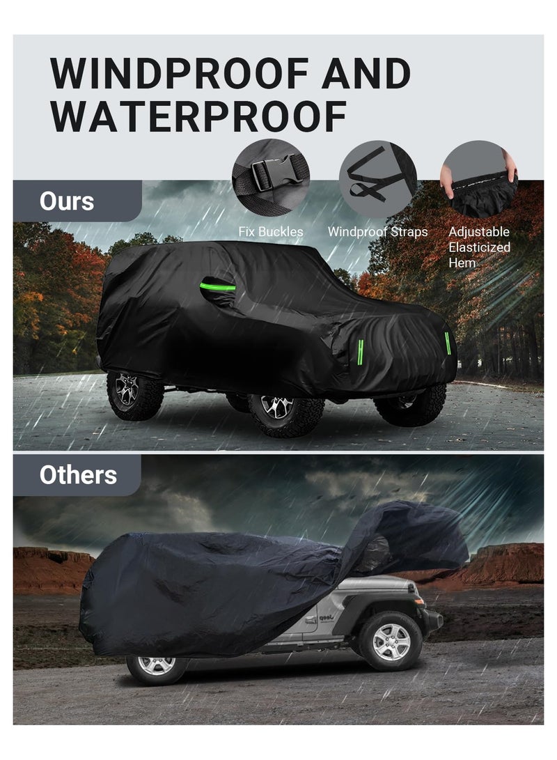 كابتن تيك All Weather Waterproof Car Cover for Jeep Wrangler Outdoor UV Rain Dust Protection - Image 3
