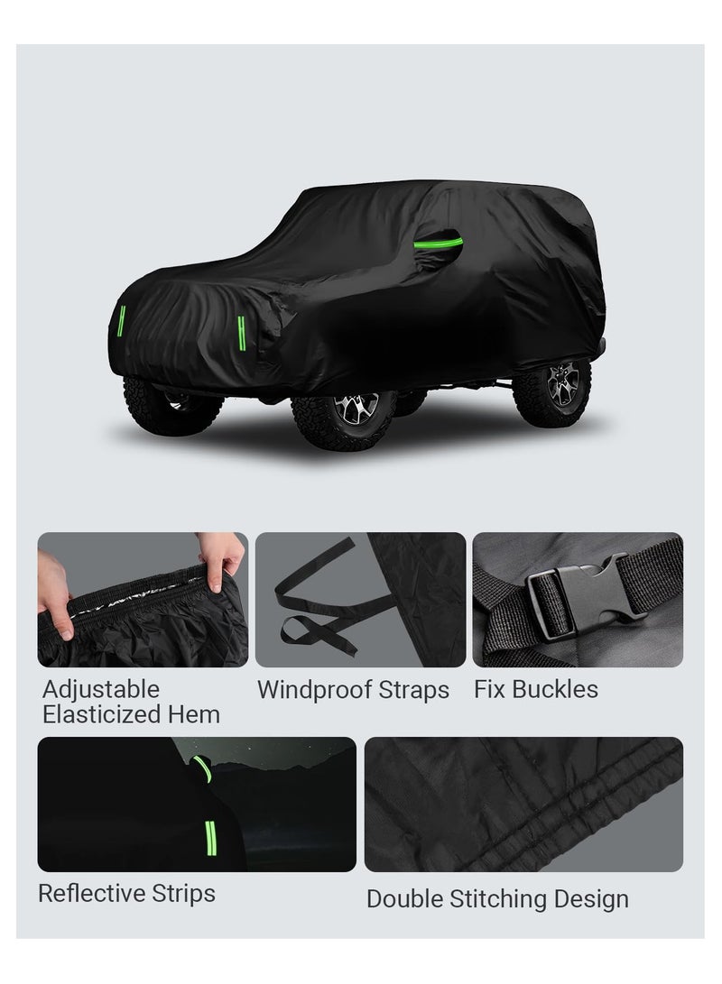 كابتن تيك All Weather Waterproof Car Cover for Jeep Wrangler Outdoor UV Rain Dust Protection - Image 5