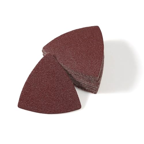 LEONTOOL 30 Pcs 3-1/8 Inch (80mm) Triangular Hook & Loop Oscillating Multitool Sanding Pads Triangle Sanding Pads 60 Grit No Hole Triangle Sandpaper Detail Sander Sandpaper for Wood Metal Polishing - Image 1