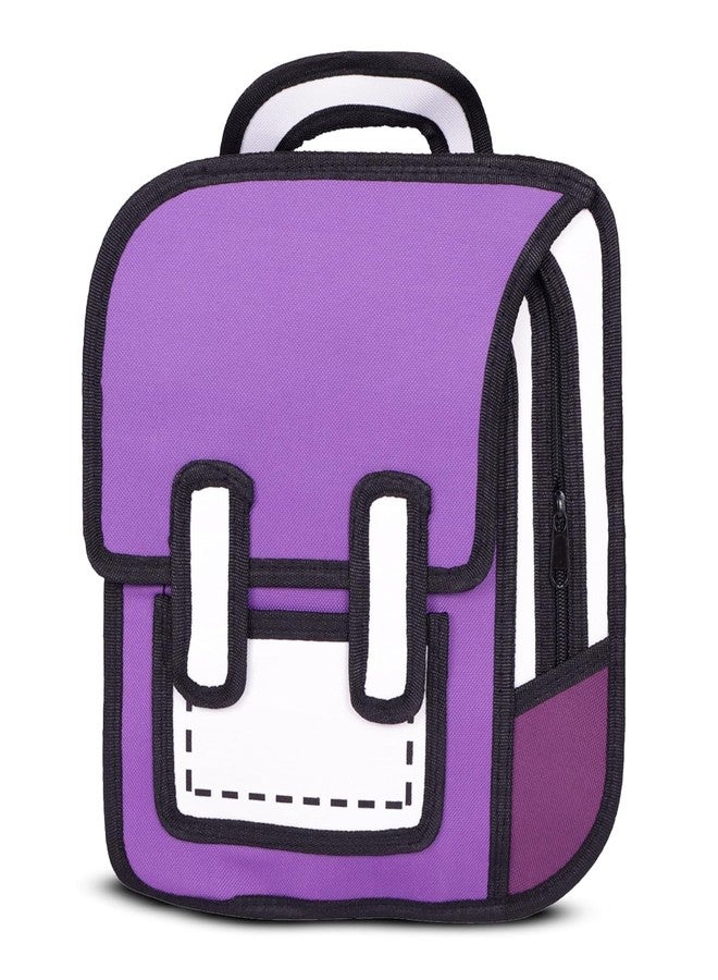 AREO School Backpack Cute 3D / 2D Cartoon Bookbag School Bag Daypack Aesthetic 2D Drawing Canvas Bag,Cartoon 2D/3D Bag (Purple) - Image 1