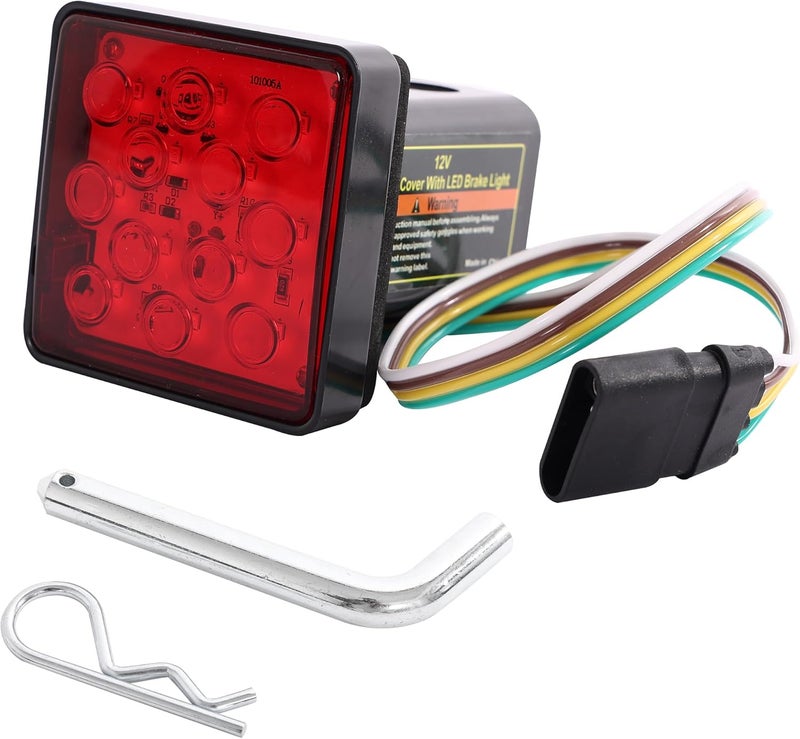MAXXHAUL غطاء وصلة المقطورة 50021 مع 12 مصباح LED ووظائف الفرامل والأضواء الخلفية، عبوة واحدة - Image 1