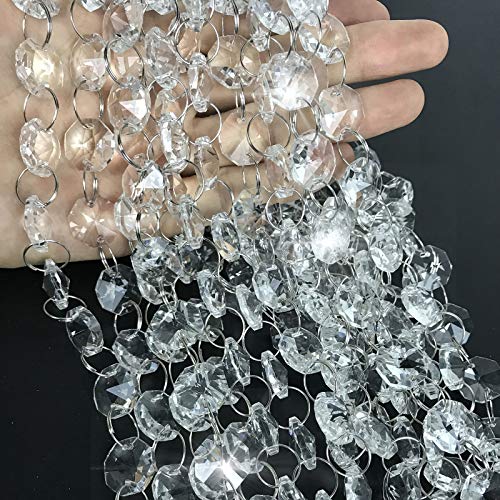 Ollain Crystal Garland 32.8Ft Glass Crystals Beaded Trim Clear Chandelier Octagon Beads Chain for Wedding Party DIY Craft Jewelry Decoration (32.8Ft/10 Strands Crystal Beads) - Image 1