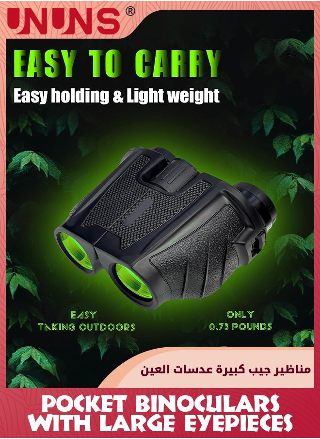 UNUNS - مناظير، مناظير عالية الدقة 12x25، مناظير مدمجة للبالغين والأطفال، مناظير تلسكوبية عالية الطاقة لمراقبة الطيور ومشاهدة المعالم السياحية والحفلات الموسيقية والرياضة والمشي لمسافات طويلة، مناظير ذات عدسات عينية كبيرة، تركيز سهل - Image 1