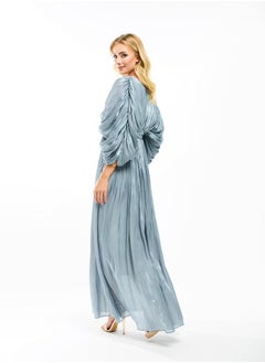 House of Moda Glazed Organza Pleated Maxi Dress with Tie Belt by Styli  - Image 1