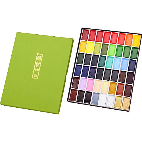Kuretake GANSAI TAMBI Watercolor paint set 48 Colors, Professional-quality art supplies for artist, drawing, sketch, Non-Toxic, Made in Japan - Image 1