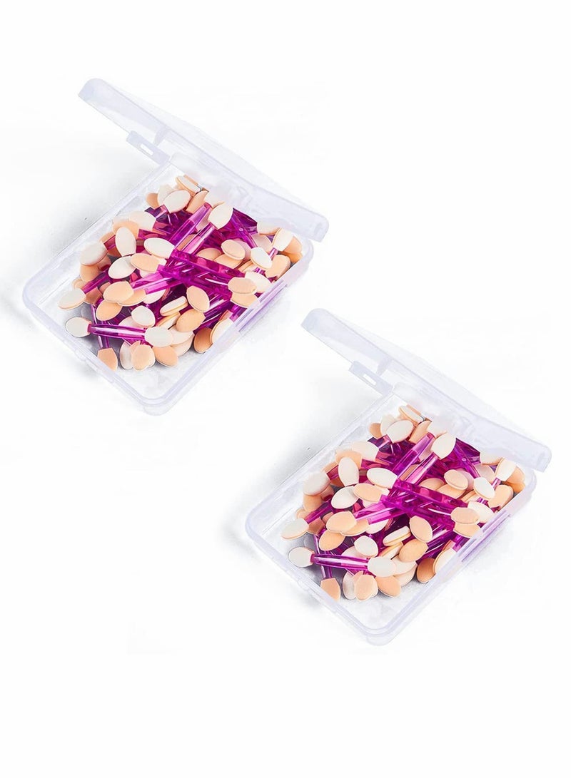 100 Pcs Double Sided Eyeshadow Applicators with Storage Case - Image 1
