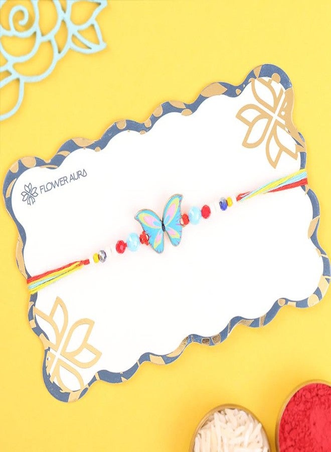 Floweraura راخي فاخر من فلاوراورا للأخ - راخي للأطفال بتصميم فراشة متألقة مع مجموعة رولي - هدية للأخ، أو أبناء العم، أو الأطفال، أو هدية عيد راكشا باندهان - Image 4