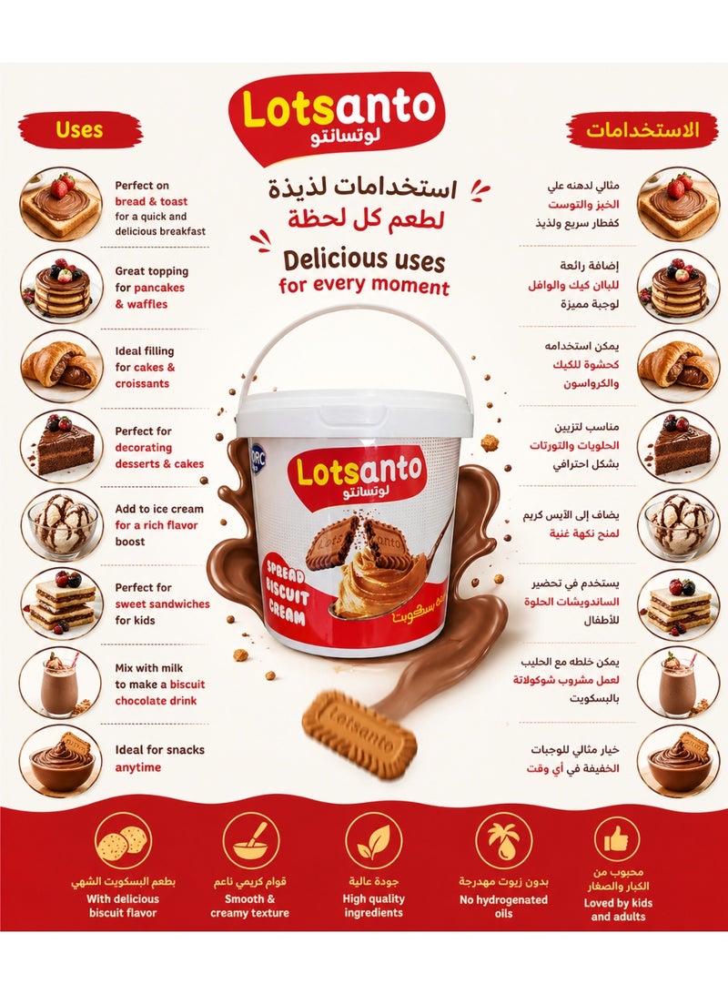 لوتسانتو كريمة بسكويت لوتس قابلة للدهن - 1 كجم | Lotsanto Biscuit Spread Cream - 1 kg - Image 5