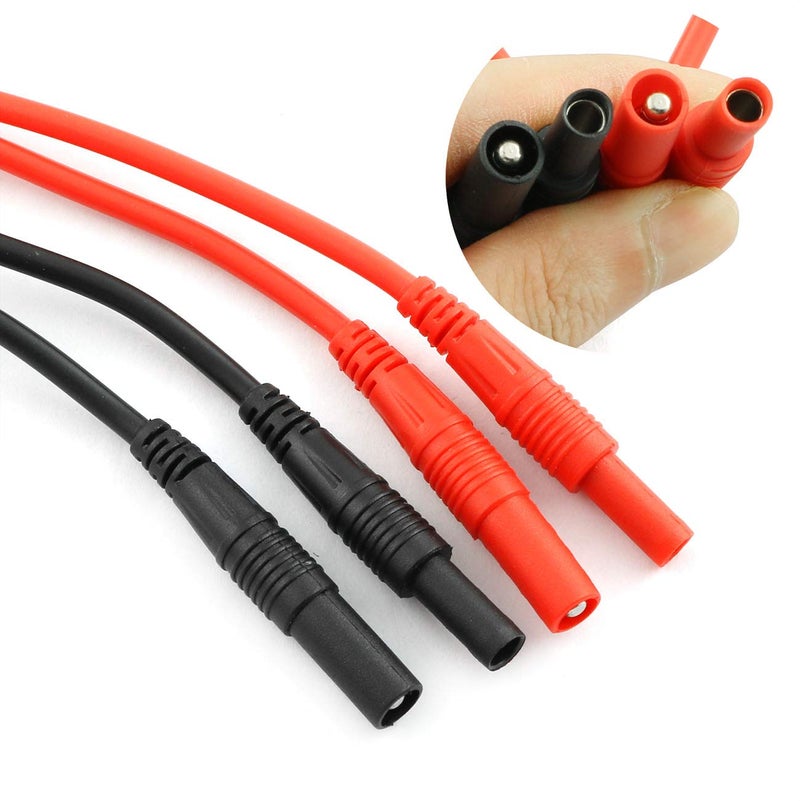 ZYAMY 2pcs Meter Test Lead Extension Male to Female Connector 4mm Banana Plug to Jack Heavy Duty Silicone Wires Multimeter Leads Probes Adapter (1pcs Red + 1pcs Black) - Image 2