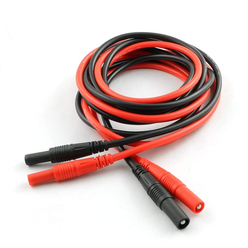 ZYAMY 2pcs Meter Test Lead Extension Male to Female Connector 4mm Banana Plug to Jack Heavy Duty Silicone Wires Multimeter Leads Probes Adapter (1pcs Red + 1pcs Black) - Image 1