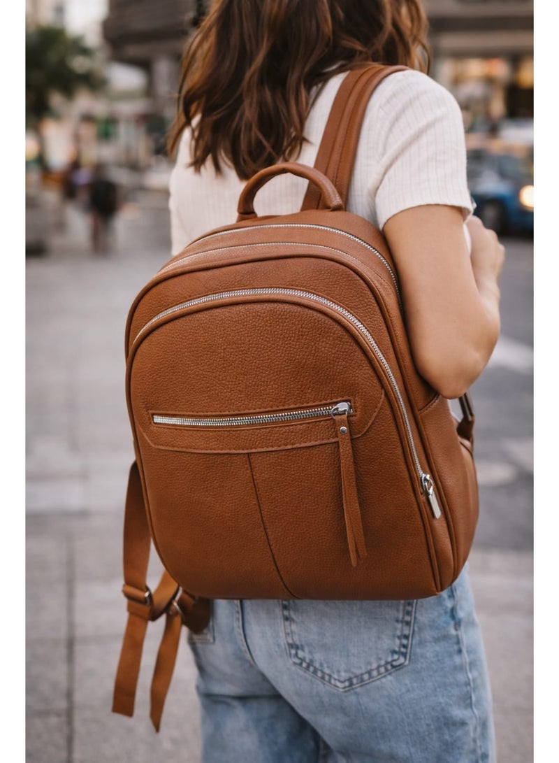SUNSTAR Stylish Brown Leather Backpack – Everyday Elegant Carry - Image 2