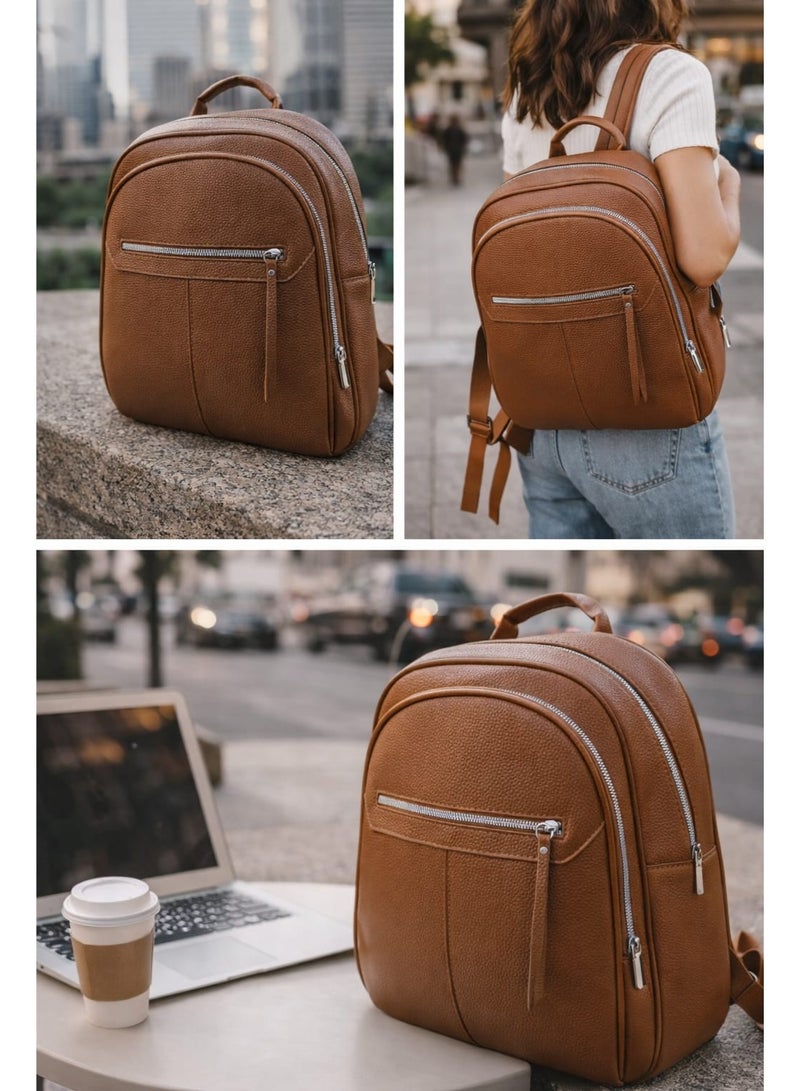SUNSTAR Stylish Brown Leather Backpack – Everyday Elegant Carry - Image 1