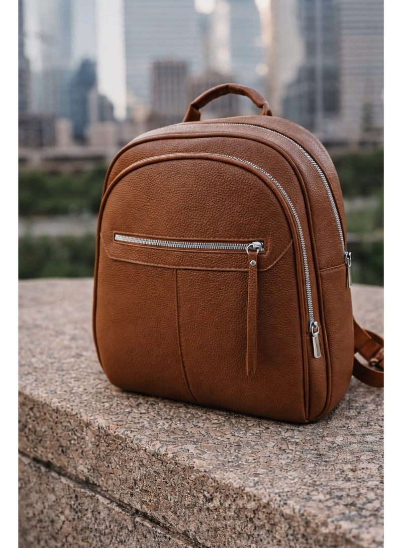 SUNSTAR Stylish Brown Leather Backpack – Everyday Elegant Carry - Image 3