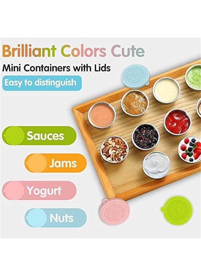 Stainless Steel Salad Dressing Containers - Leakproof Dip Cups, 3-Pack (1.7oz Each), Reusable Mini Sauce Cups with Silicone Lids