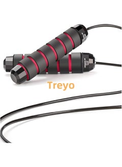 TREYO Professional Heavy-Duty Steel Wire Jump Rope | Adjustable Speed Fitness Jump Rope | PVC Weighted Skipping Rope with Breathing Handles and 360-Degree Rotation Design  - Image 5