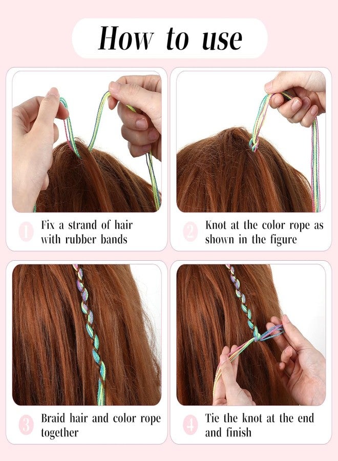 Gra8 خيوط ربط الشعر الملونة من غرا8 للضفائر، ربطة شعر متعددة الألوان بألوان قوس قزح، ربطة شعر متدرجة الألوان، إكسسوارات تصفيف شعر الضفائر للبنات - 22 قطعة، ألوان متعددة. - Image 2